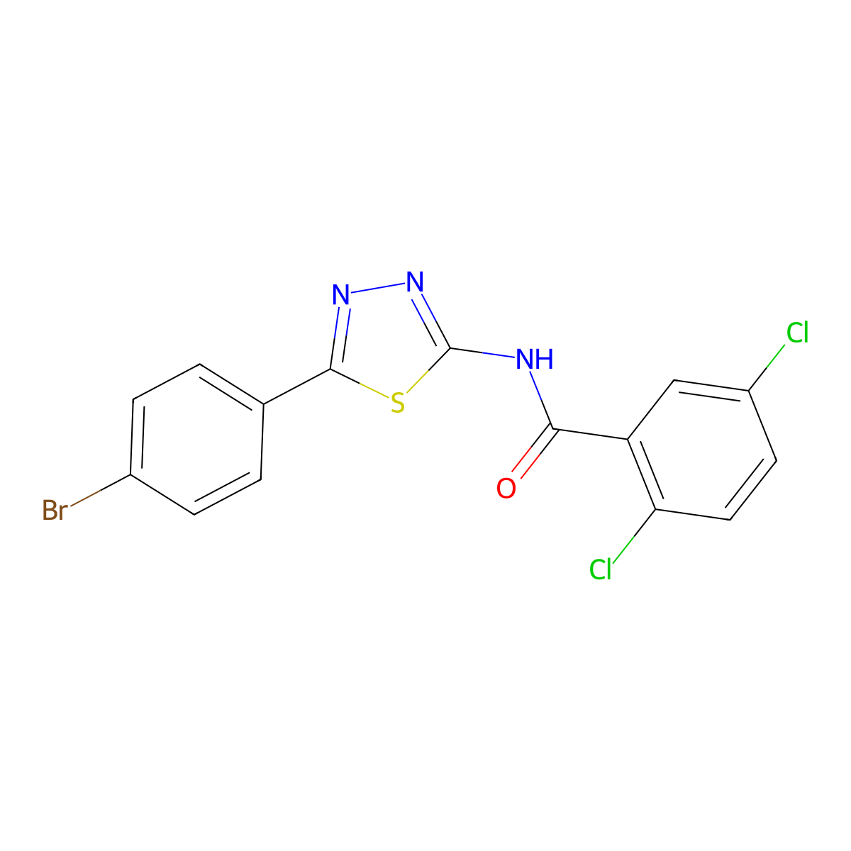 N-(5-(4-bromophenyl)-1,3,4-thiadiazol-2-yl)-2,5-dichlorobenzamide molecular structure, CAS 392243-76-4
