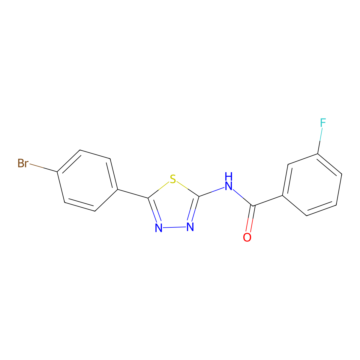 N-[5-(4-bromophenyl)-1,3,4-thiadiazol-2-yl]-3-fluorobenzamide molecular structure, CAS 392243-77-5