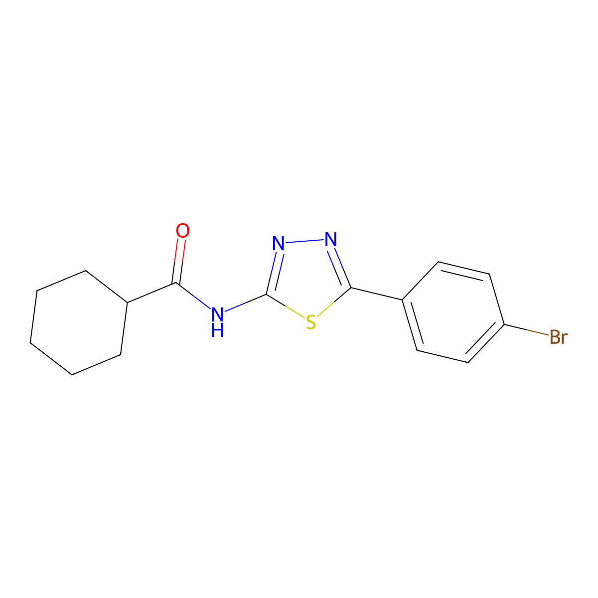 N-[5-(4-bromophenyl)-1,3,4-thiadiazol-2-yl]cyclohexanecarboxamide molecular structure, CAS 392243-78-6