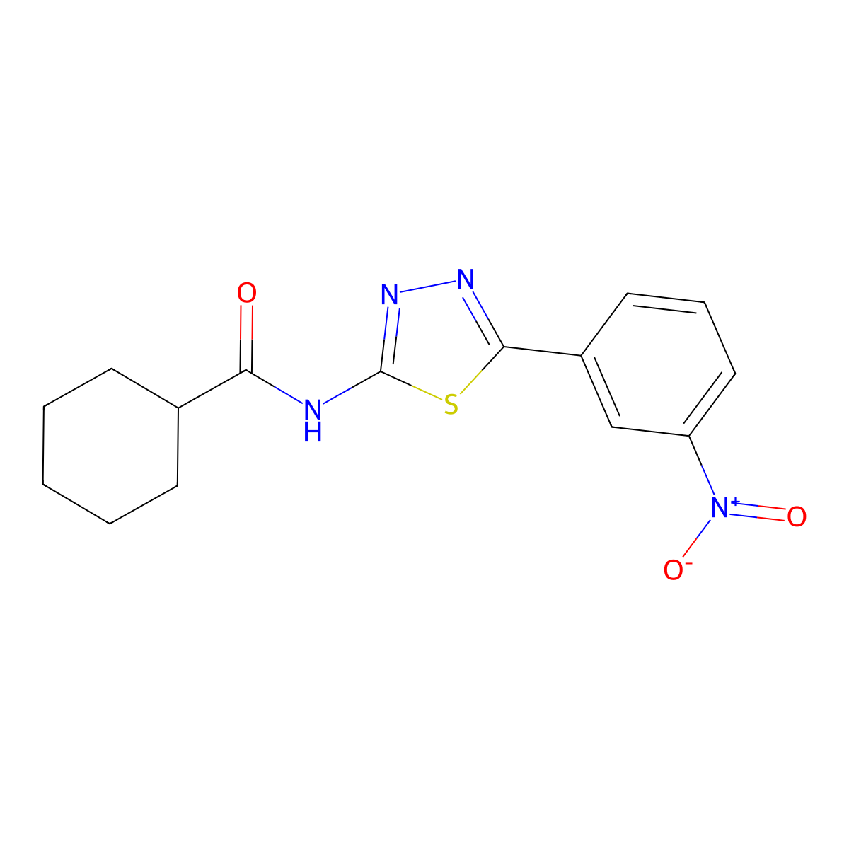 N-[5-(3-nitrophenyl)-1,3,4-thiadiazol-2-yl]cyclohexanecarboxamide molecular structure, CAS 392243-79-7