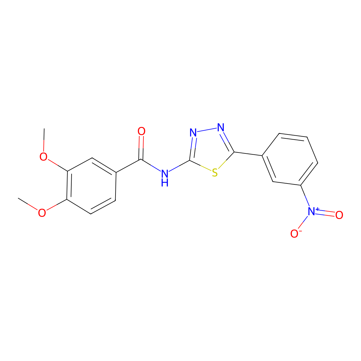 3,4-dimethoxy-N-[5-(3-nitrophenyl)-1,3,4-thiadiazol-2-yl]benzamide molecular structure, CAS 392243-81-1
