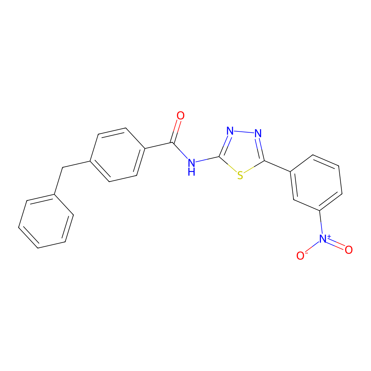 4-benzyl-N-[5-(3-nitrophenyl)-1,3,4-thiadiazol-2-yl]benzamide molecular structure, CAS 392243-84-4