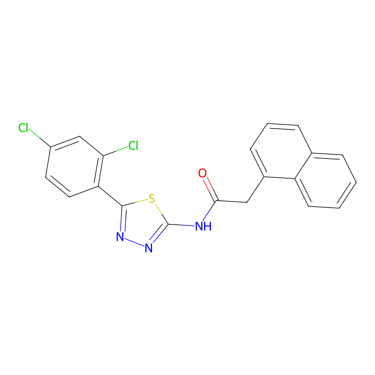 N-(5-(2,4-dichlorophenyl)-1,3,4-thiadiazol-2-yl)-2-(naphthalen-1-yl)acetamide molecular structure, CAS 392243-90-2