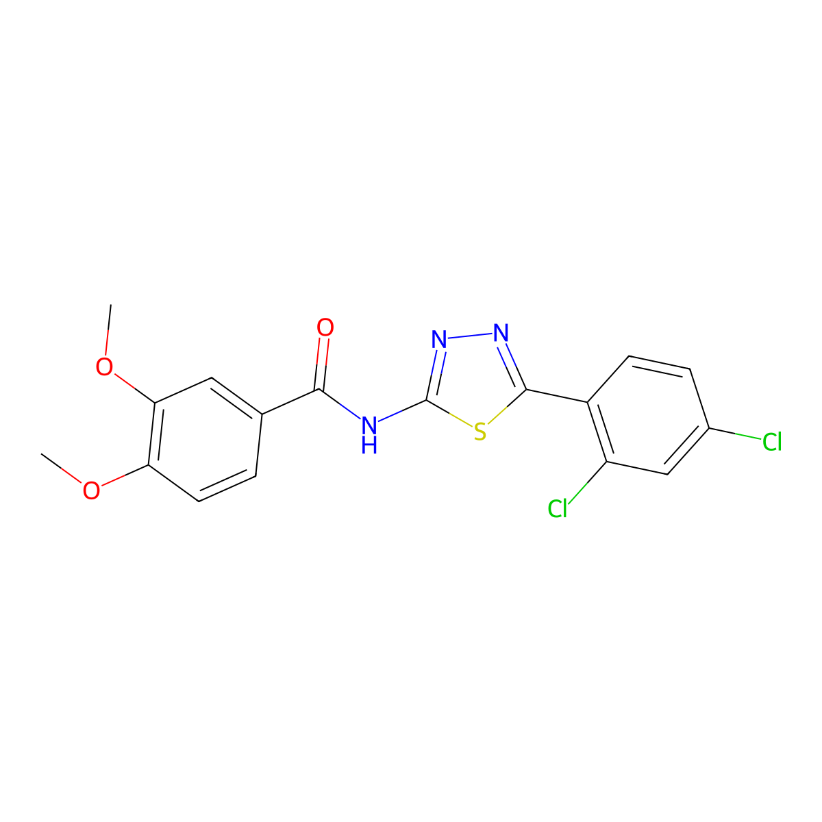 N-[5-(2,4-dichlorophenyl)-1,3,4-thiadiazol-2-yl]-3,4-dimethoxybenzamide molecular structure, CAS 392243-95-7