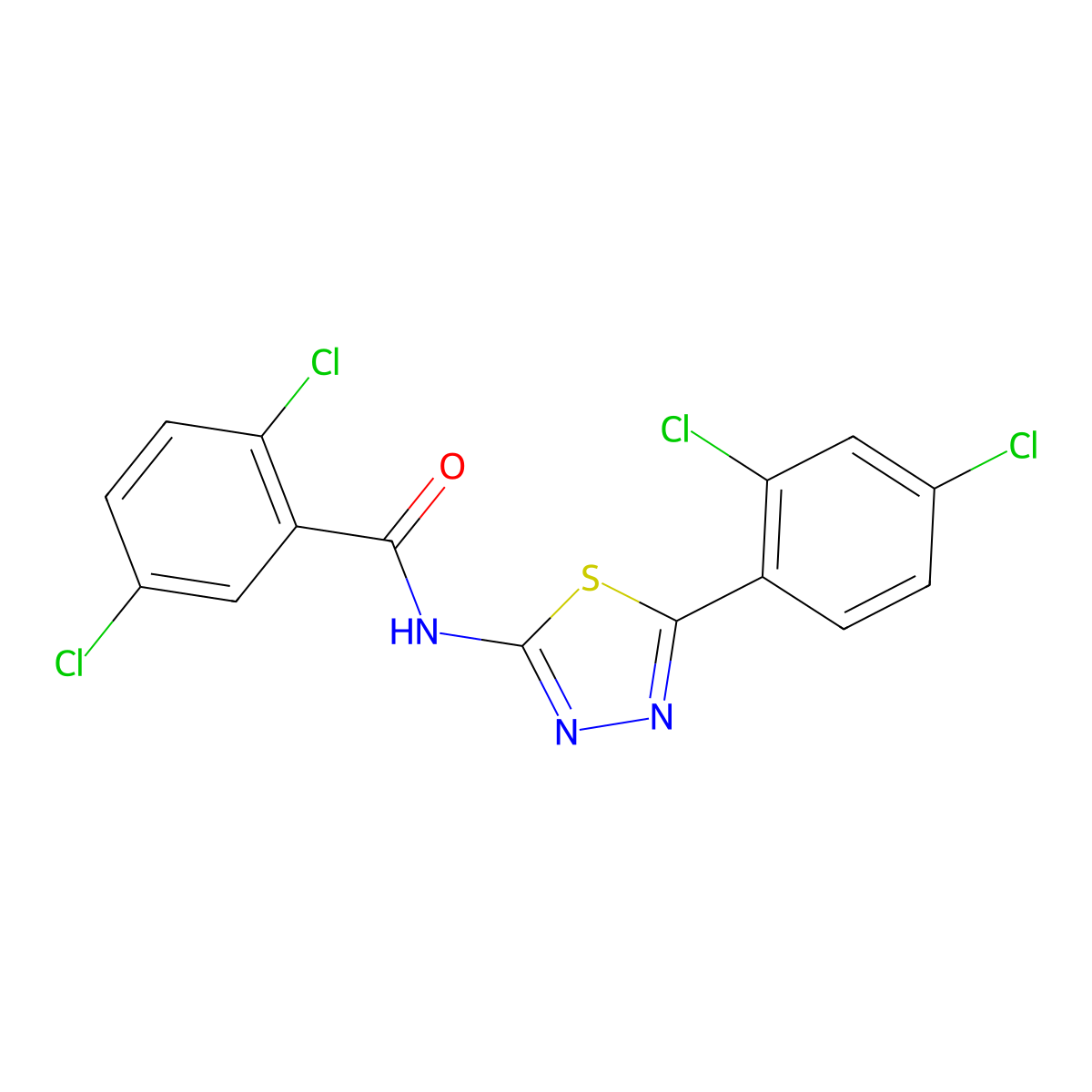 2,5-dichloro-N-[5-(2,4-dichlorophenyl)-1,3,4-thiadiazol-2-yl]benzamide molecular structure, CAS 392243-96-8