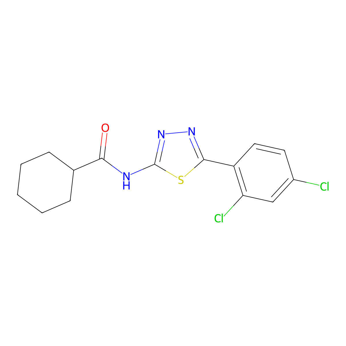 N-[5-(2,4-dichlorophenyl)-1,3,4-thiadiazol-2-yl]cyclohexanecarboxamide molecular structure, CAS 392243-98-0