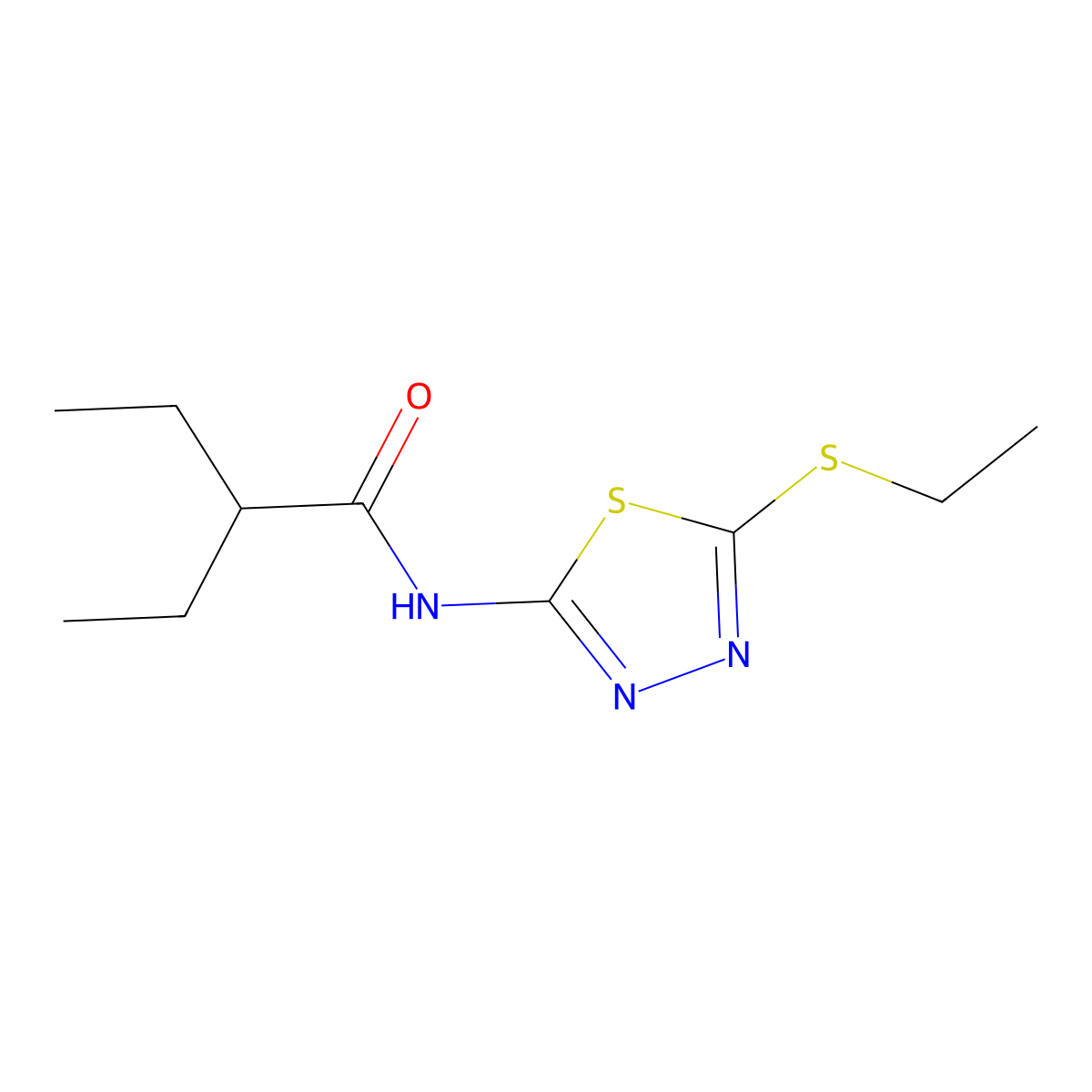 2-ethyl-N-[5-(ethylsulfanyl)-1,3,4-thiadiazol-2-yl]butanamide molecular structure, CAS 392244-00-7