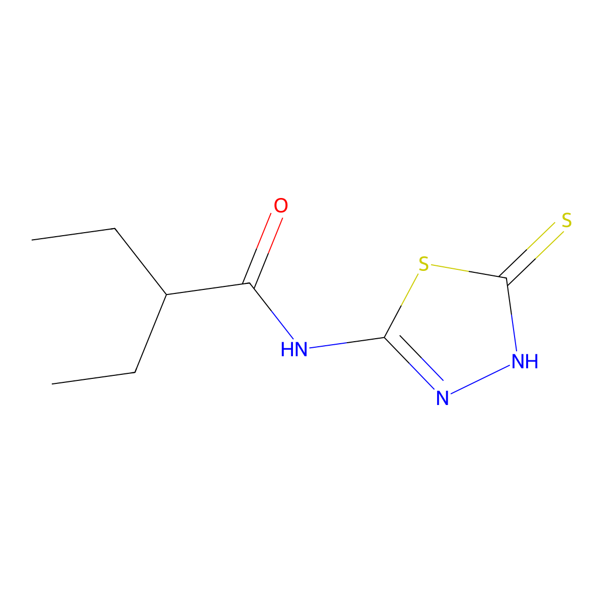 2-ethyl-N-(5-mercapto-1,3,4-thiadiazol-2-yl)butanamide molecular structure, CAS 392244-02-9