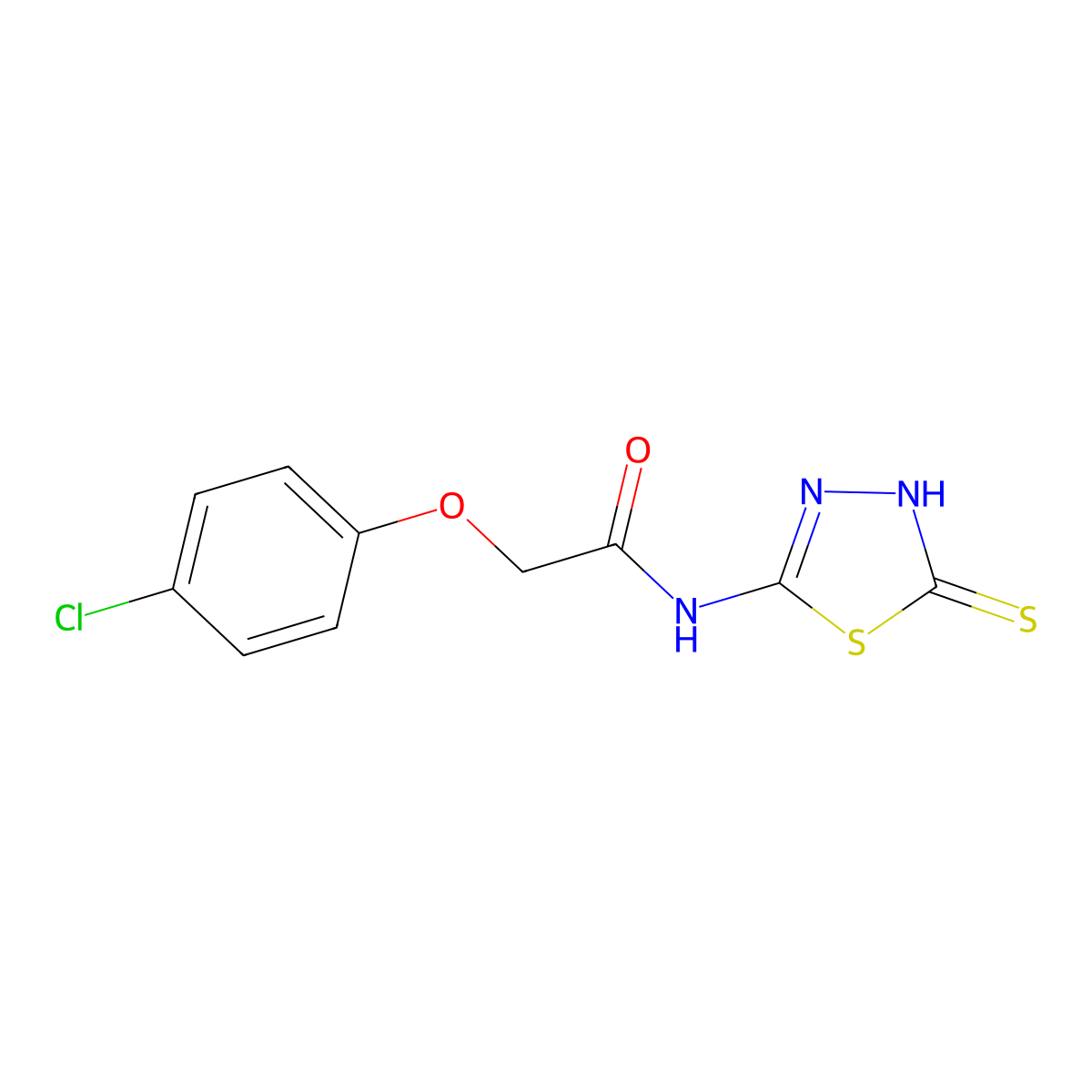 2-(4-chlorophenoxy)-N-(5-mercapto-1,3,4-thiadiazol-2-yl)acetamide molecular structure, CAS 392244-04-1