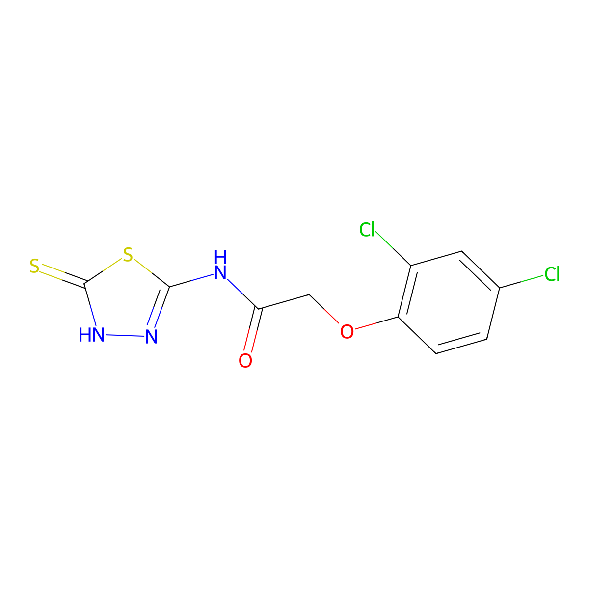 2-(2,4-dichlorophenoxy)-N-(5-mercapto-1,3,4-thiadiazol-2-yl)acetamide molecular structure, CAS 392244-05-2