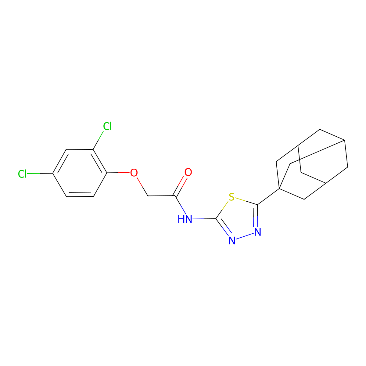 N-[5-(1-adamantyl)-1,3,4-thiadiazol-2-yl]-2-(2,4-dichlorophenoxy)acetamide molecular structure, CAS 392244-09-6