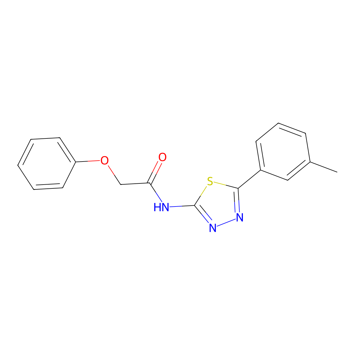 N-[5-(3-methylphenyl)-1,3,4-thiadiazol-2-yl]-2-phenoxyacetamide molecular structure, CAS 392244-16-5