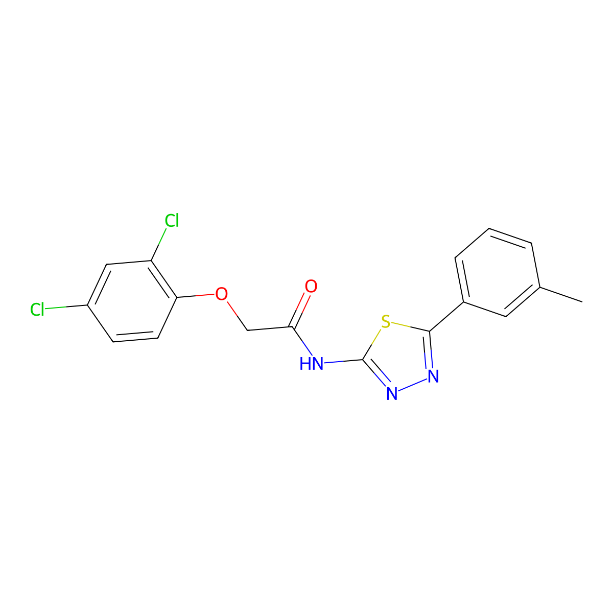 2-(2,4-dichlorophenoxy)-N-[5-(3-methylphenyl)-1,3,4-thiadiazol-2-yl]acetamide molecular structure, CAS 392244-18-7