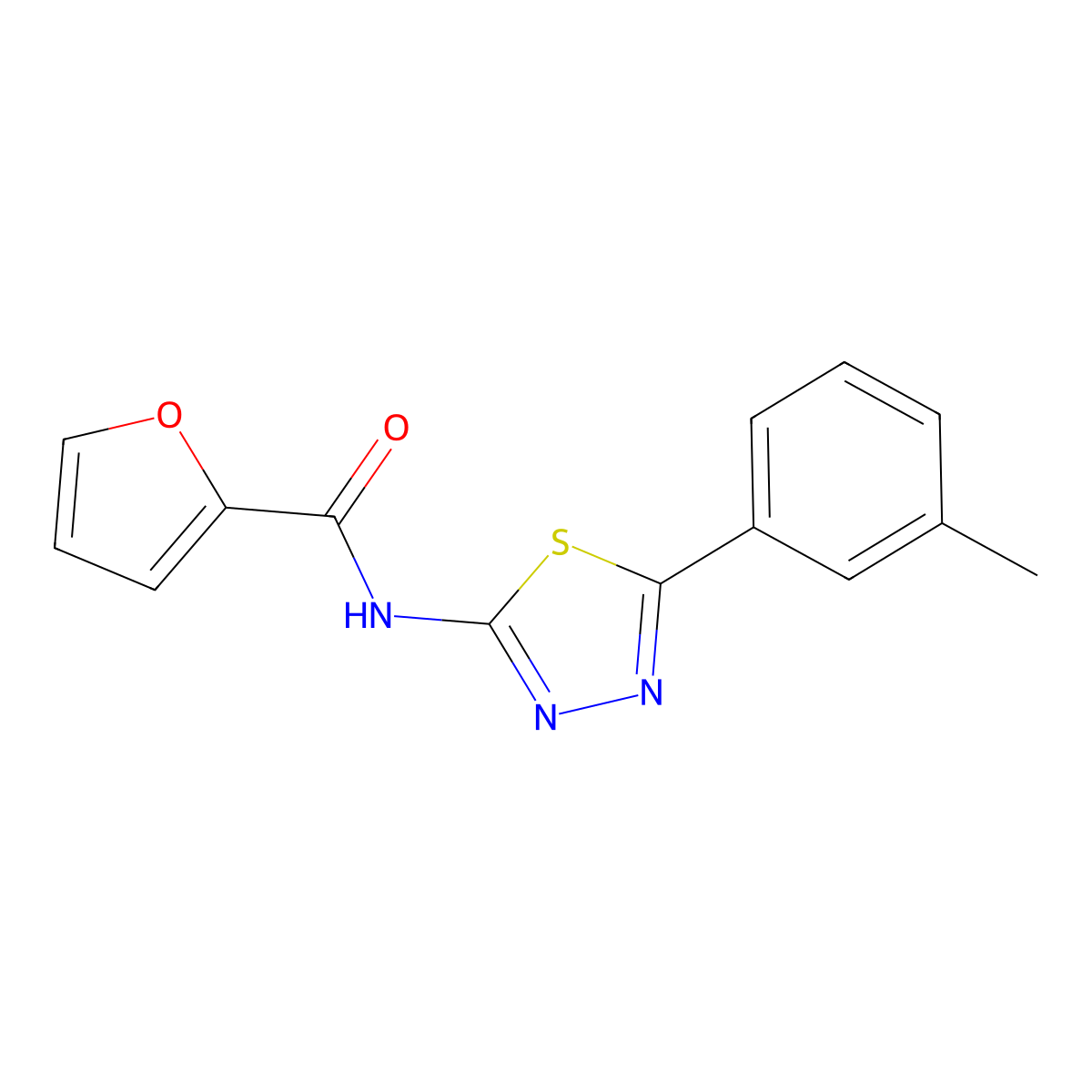 N-[5-(3-methylphenyl)-1,3,4-thiadiazol-2-yl]furan-2-carboxamide molecular structure, CAS 392244-19-8