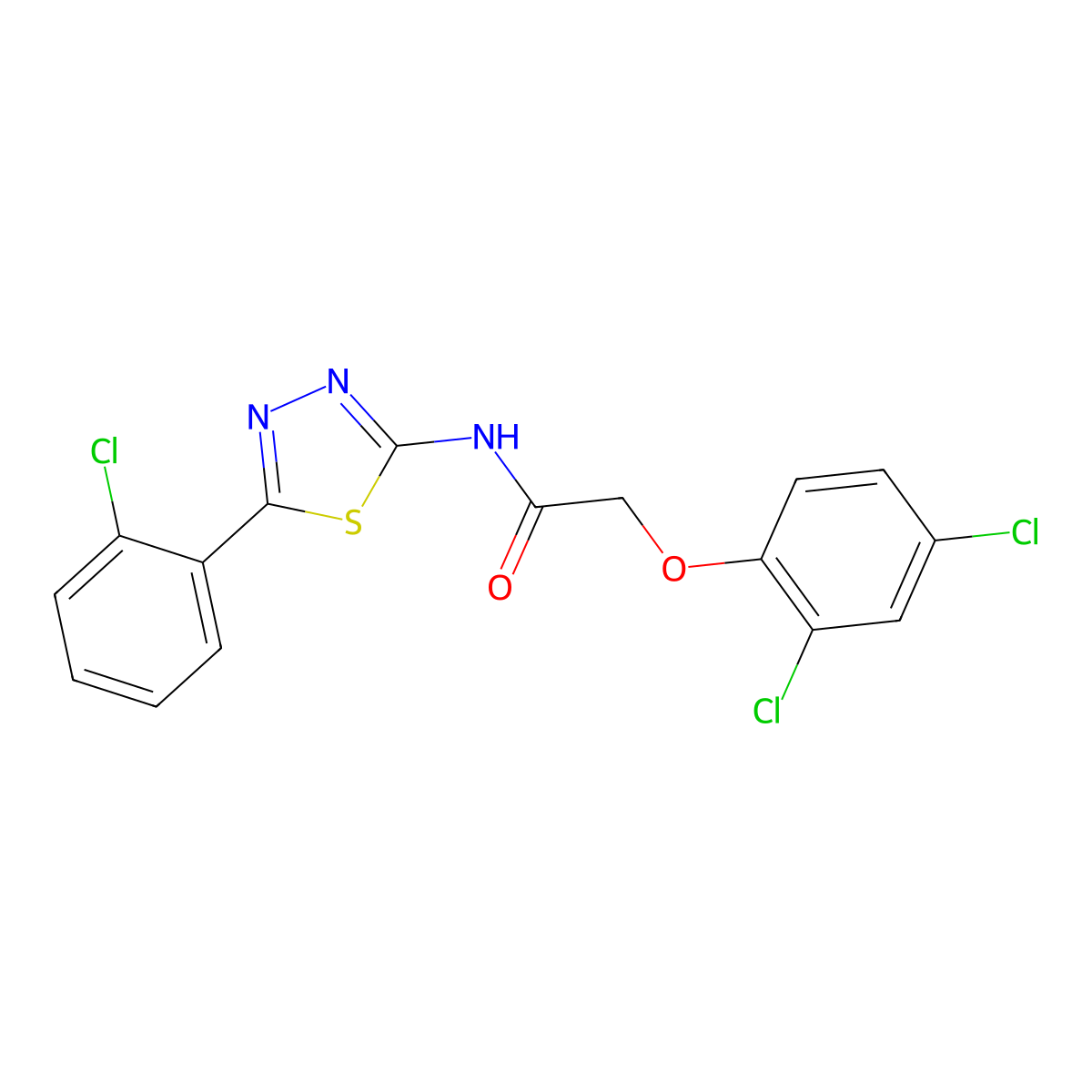 N-[5-(2-chlorophenyl)-1,3,4-thiadiazol-2-yl]-2-(2,4-dichlorophenoxy)acetamide molecular structure, CAS 392244-22-3