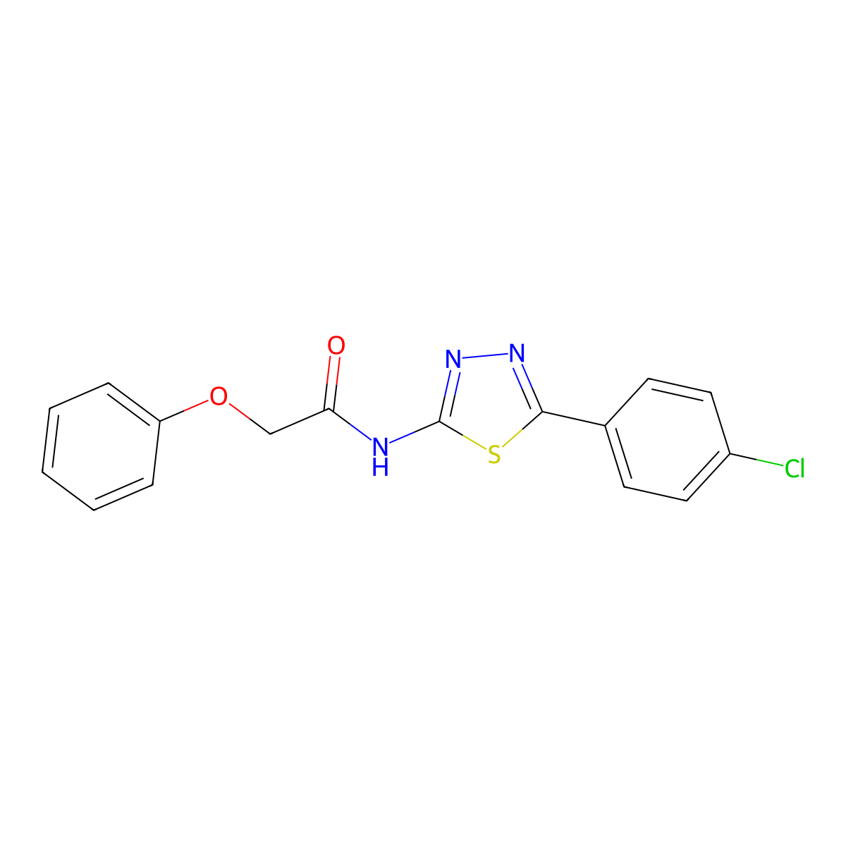 N-[5-(4-chlorophenyl)-1,3,4-thiadiazol-2-yl]-2-phenoxyacetamide molecular structure, CAS 392244-28-9