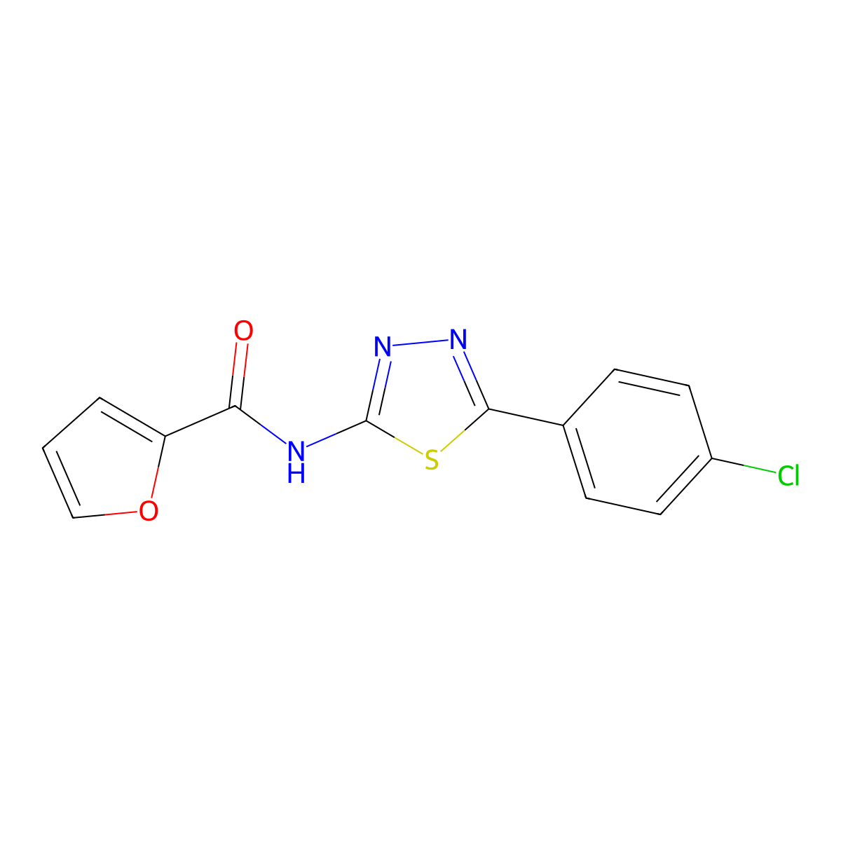 N-[5-(4-chlorophenyl)-1,3,4-thiadiazol-2-yl]furan-2-carboxamide molecular structure, CAS 392244-31-4