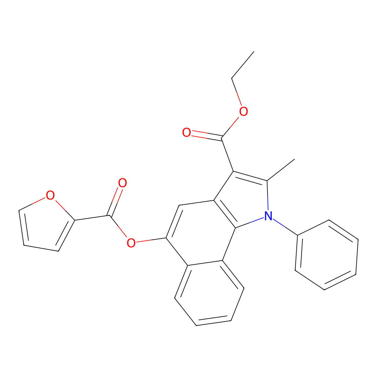ethyl 5-((furan-2-carbonyl)oxy)-2-methyl-1-phenyl-1H-benzo[g]indole-3-carboxylate molecular structure, CAS 392244-37-0