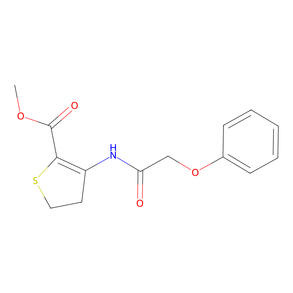 Methyl 3-(2-phenoxyacetamido)-4,5-dihydrothiophene-2-carboxylate molecular structure, CAS 392244-40-5