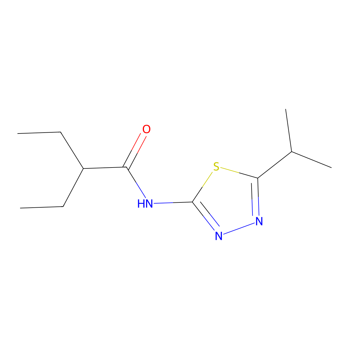 2-ethyl-N-(5-isopropyl-1,3,4-thiadiazol-2-yl)butanamide molecular structure, CAS 392244-52-9