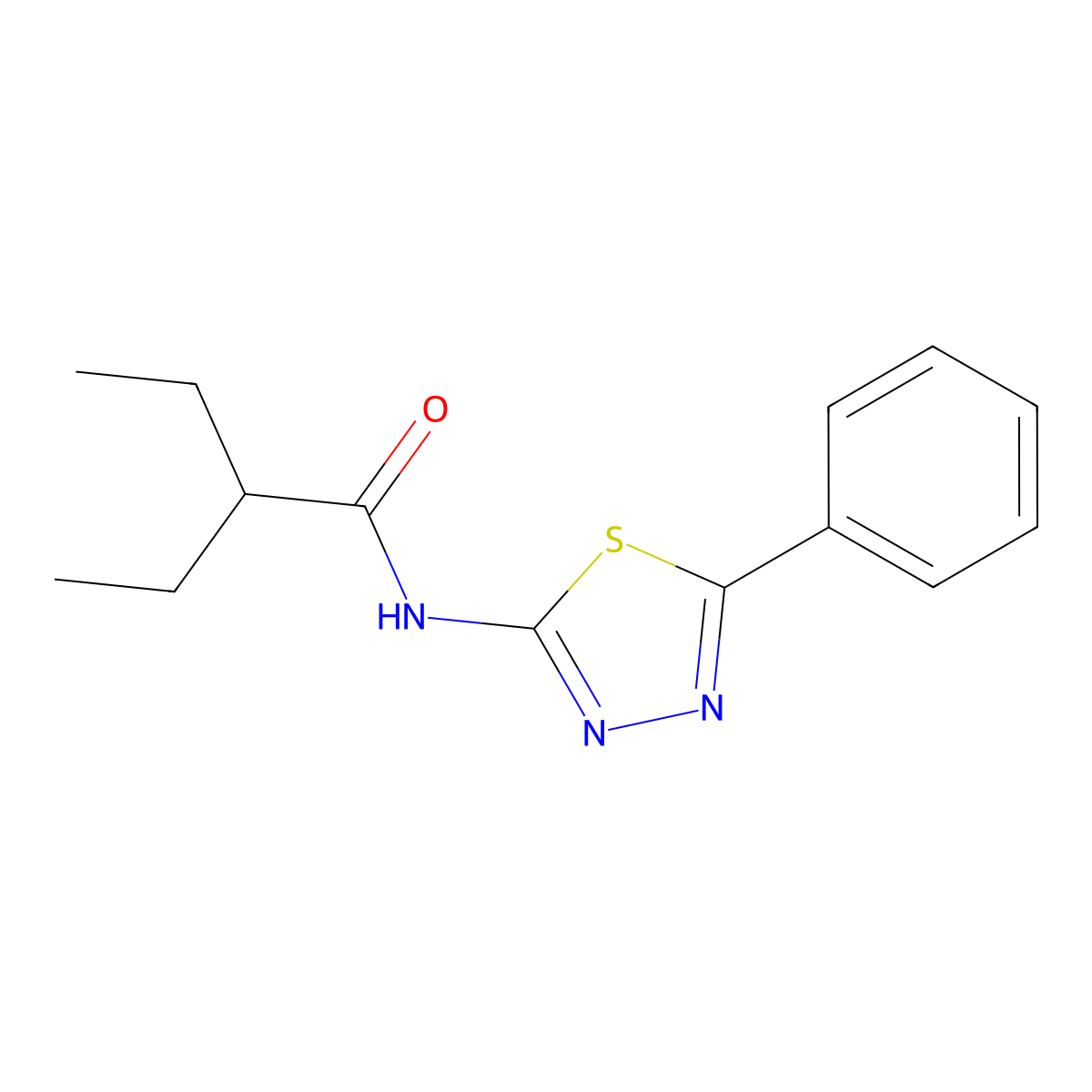 2-ethyl-N-(5-phenyl-1,3,4-thiadiazol-2-yl)butanamide molecular structure, CAS 392244-56-3