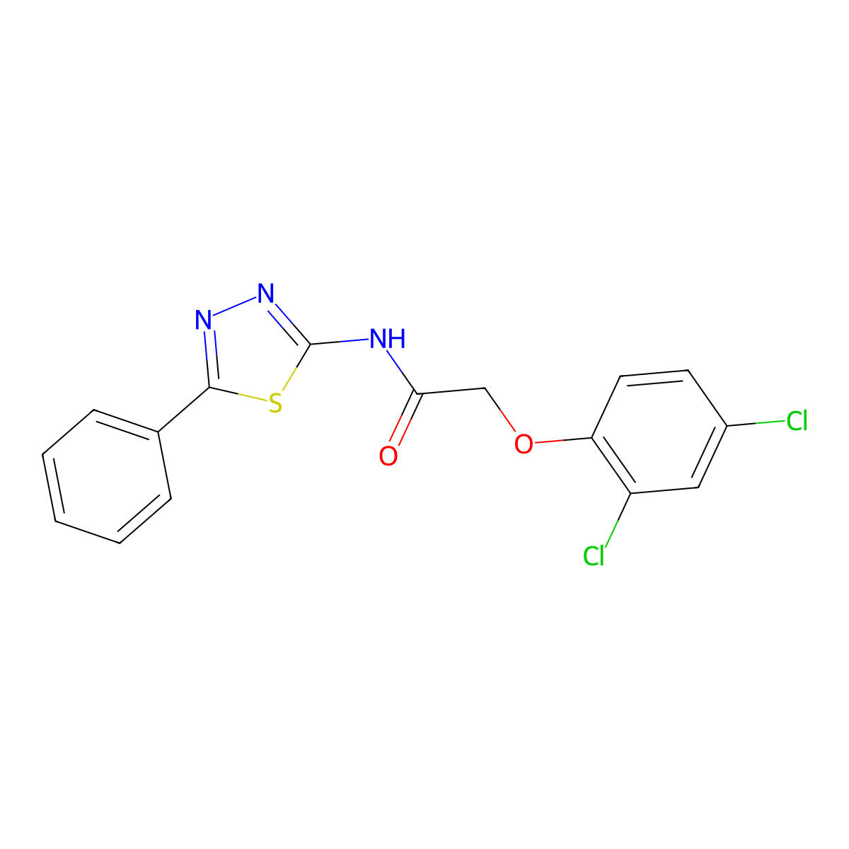 2-(2,4-dichlorophenoxy)-N-(5-phenyl-1,3,4-thiadiazol-2-yl)acetamide molecular structure, CAS 392244-57-4