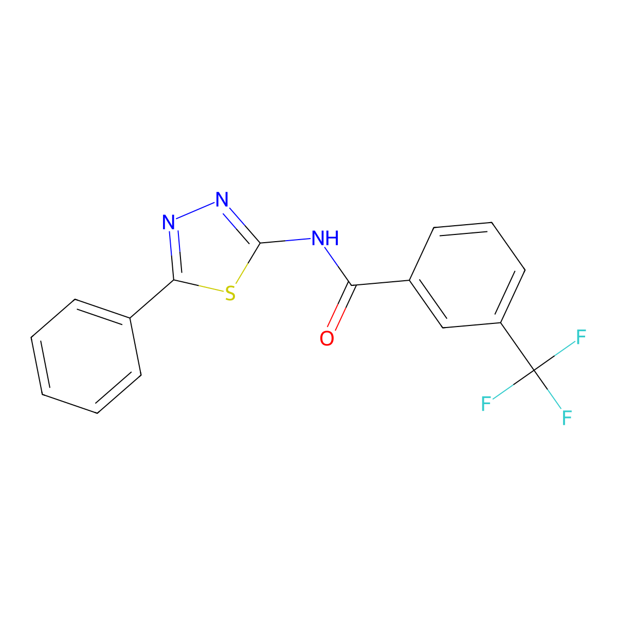 N-(5-phenyl-1,3,4-thiadiazol-2-yl)-3-(trifluoromethyl)benzamide molecular structure, CAS 392244-58-5