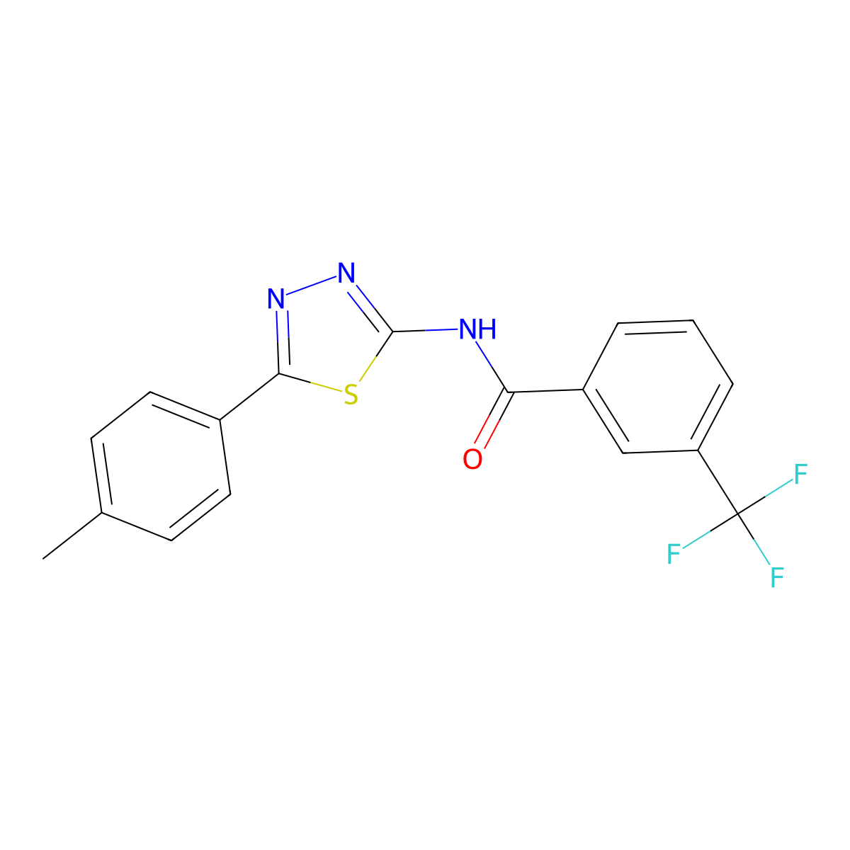 N-[5-(4-methylphenyl)-1,3,4-thiadiazol-2-yl]-3-(trifluoromethyl)benzamide molecular structure, CAS 392244-63-2