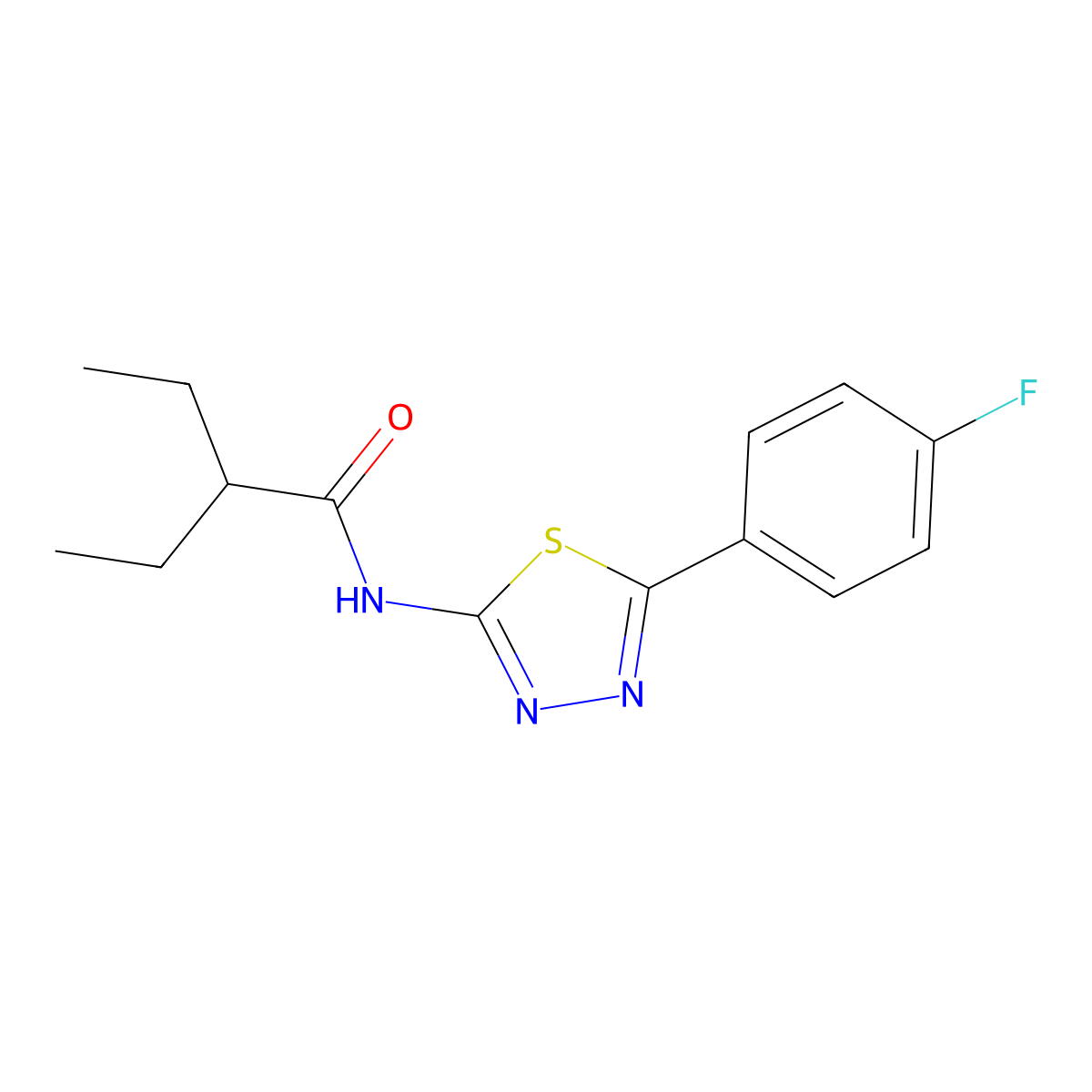 2-ethyl-N-[5-(4-fluorophenyl)-1,3,4-thiadiazol-2-yl]butanamide molecular structure, CAS 392244-67-6