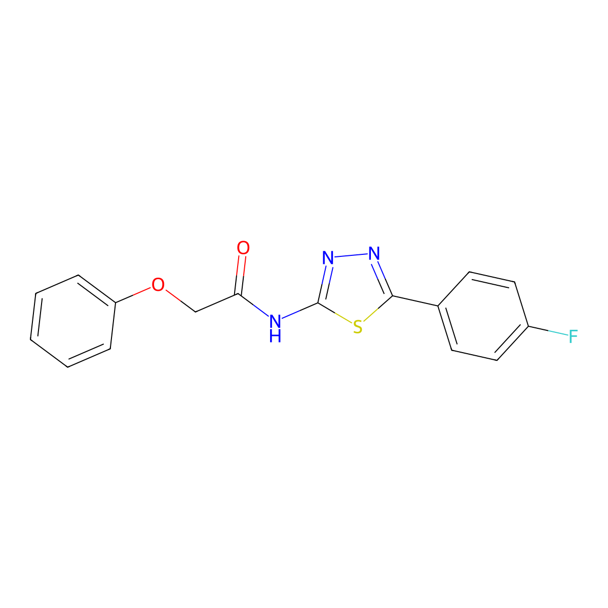 N-[5-(4-fluorophenyl)-1,3,4-thiadiazol-2-yl]-2-phenoxyacetamide molecular structure, CAS 392244-69-8