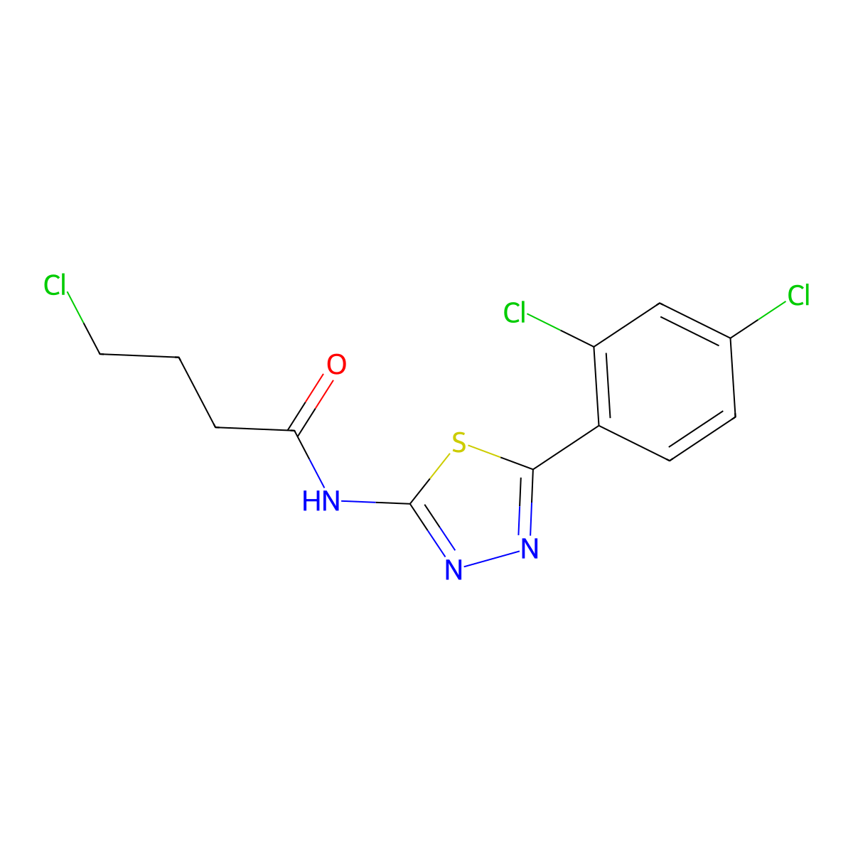 4-chloro-N-[5-(2,4-dichlorophenyl)-1,3,4-thiadiazol-2-yl]butanamide molecular structure, CAS 392244-77-8