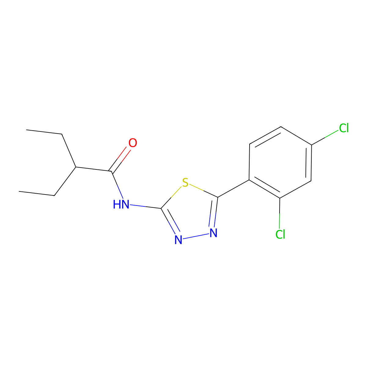N-[5-(2,4-dichlorophenyl)-1,3,4-thiadiazol-2-yl]-2-ethylbutanamide molecular structure, CAS 392244-78-9