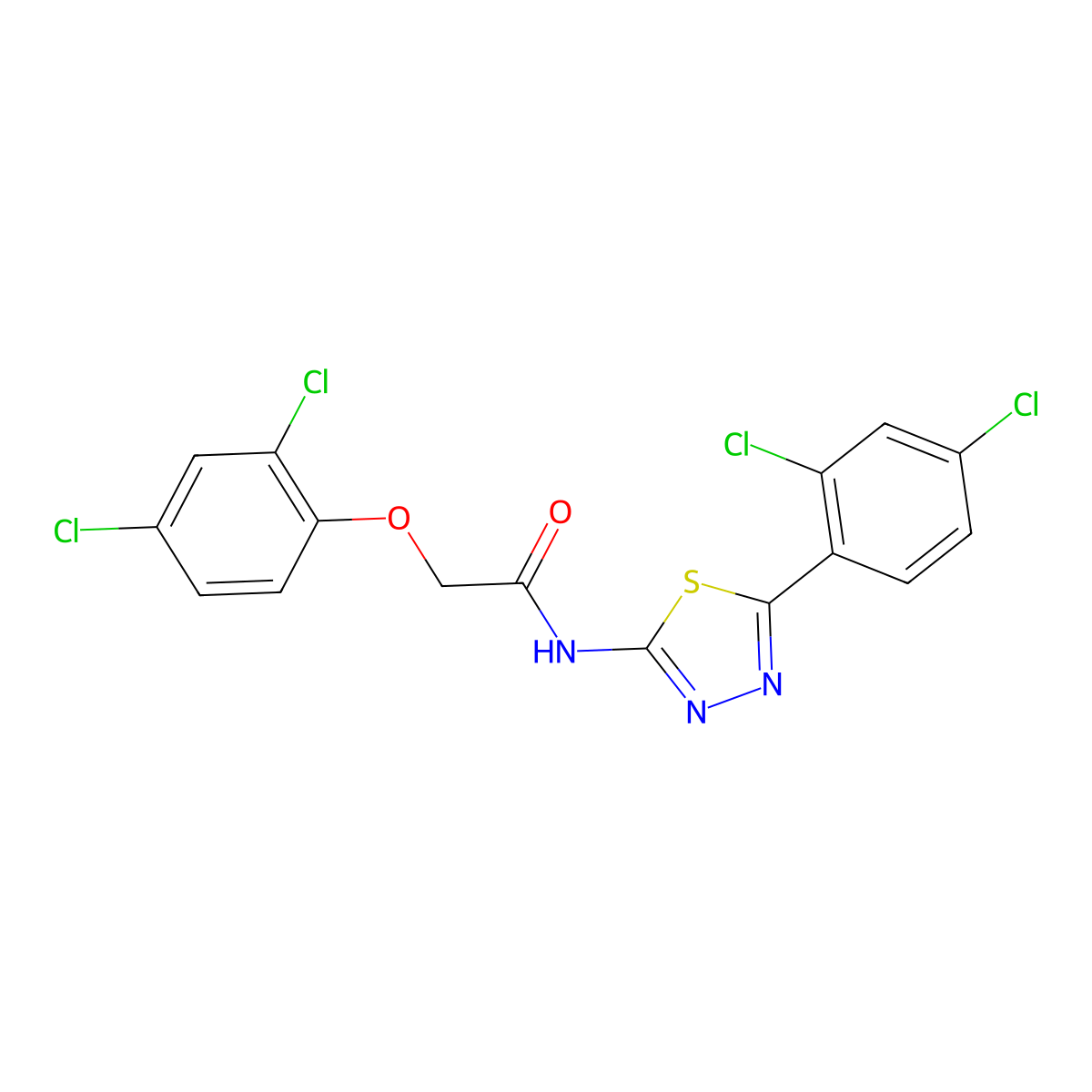 2-(2,4-dichlorophenoxy)-N-[5-(2,4-dichlorophenyl)-1,3,4-thiadiazol-2-yl]acetamide molecular structure, CAS 392244-81-4