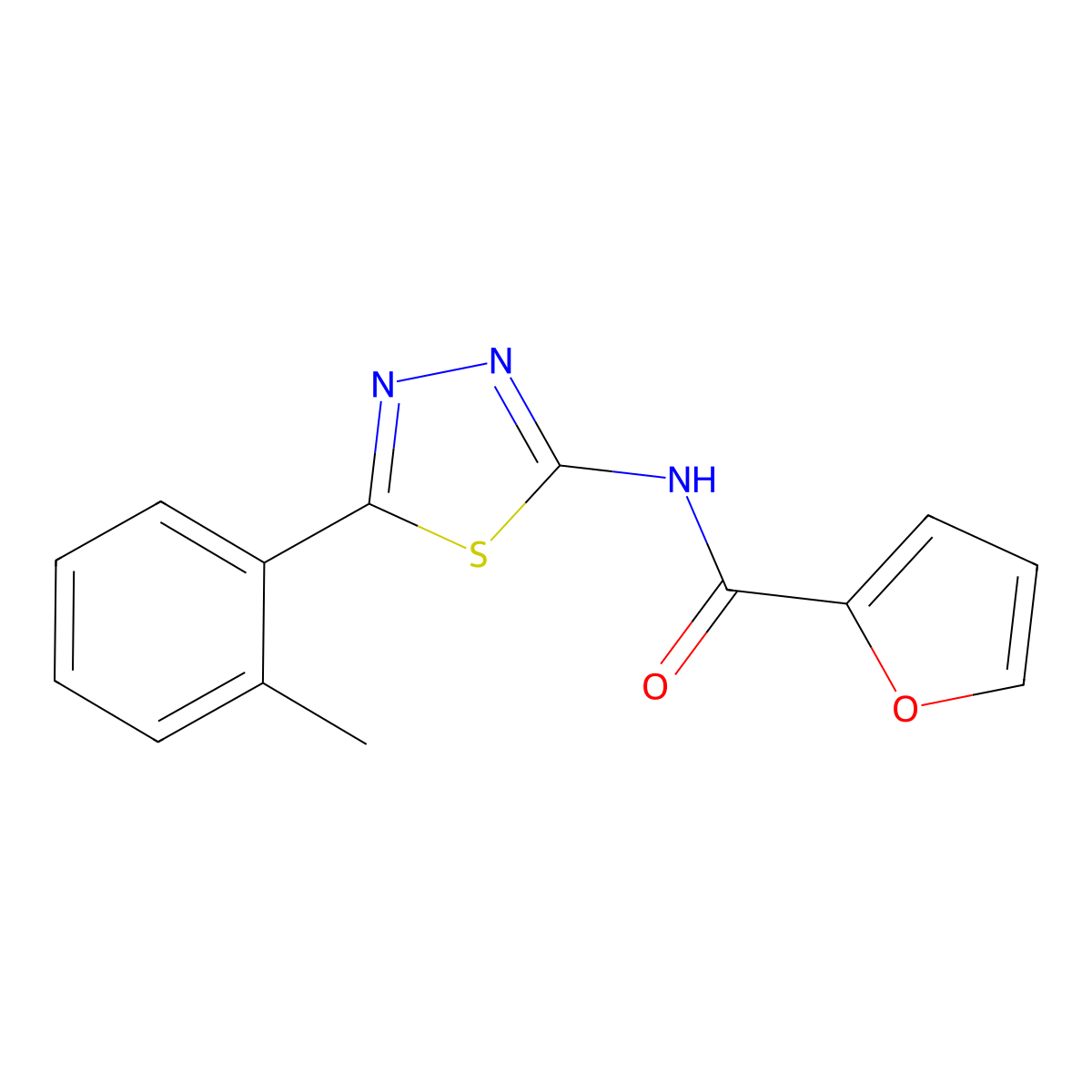 N-[5-(2-methylphenyl)-1,3,4-thiadiazol-2-yl]furan-2-carboxamide molecular structure, CAS 392244-85-8