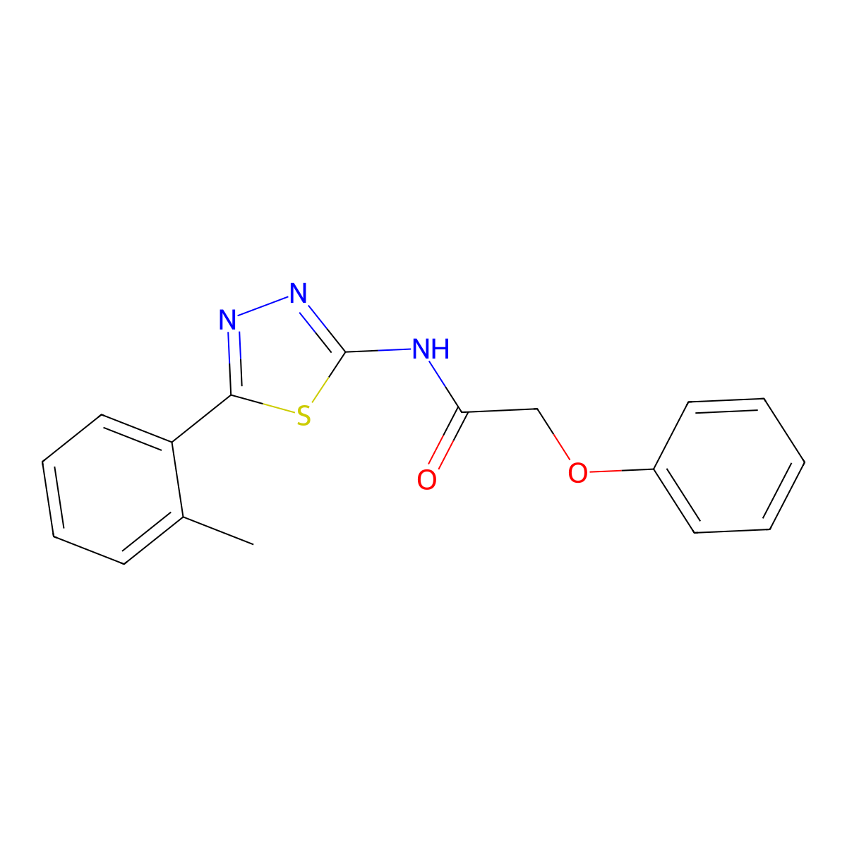N-[5-(2-methylphenyl)-1,3,4-thiadiazol-2-yl]-2-phenoxyacetamide molecular structure, CAS 392244-91-6