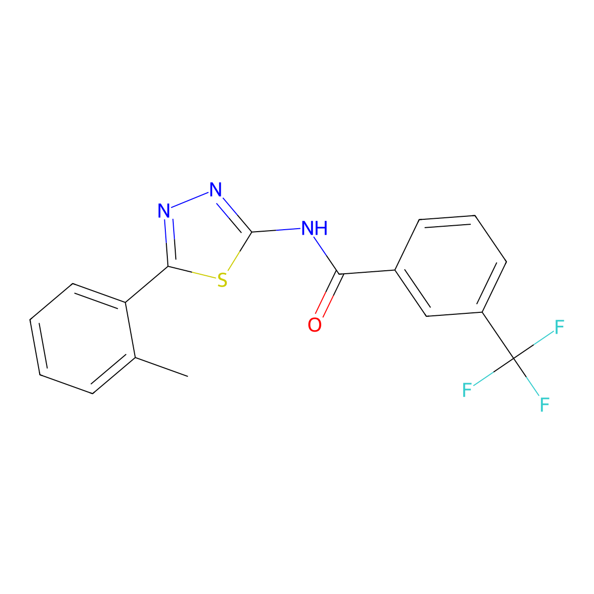 N-[5-(2-methylphenyl)-1,3,4-thiadiazol-2-yl]-3-(trifluoromethyl)benzamide molecular structure, CAS 392244-94-9