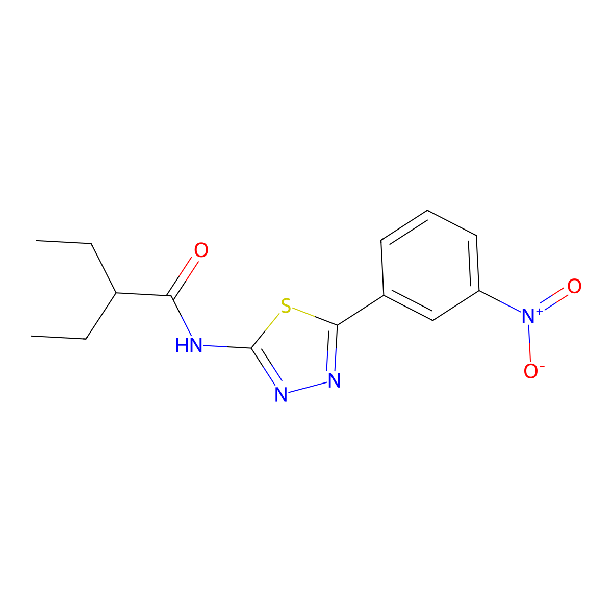 2-ethyl-N-[5-(3-nitrophenyl)-1,3,4-thiadiazol-2-yl]butanamide molecular structure, CAS 392244-97-2