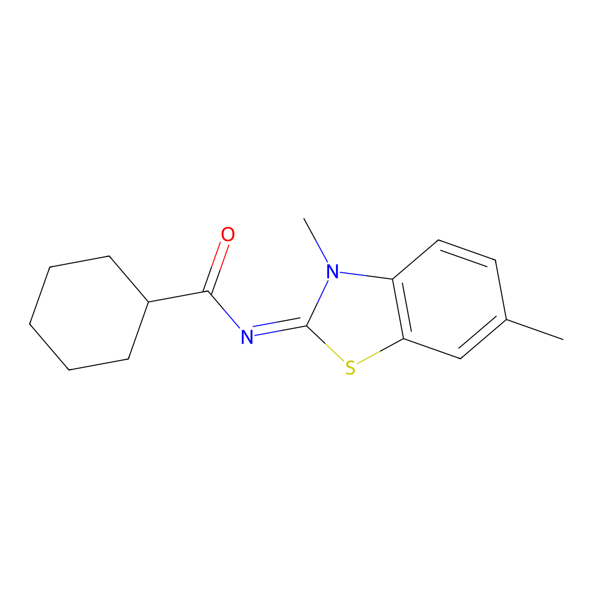 (Z)-N-(3,6-dimethylbenzo[d]thiazol-2(3H)-ylidene)cyclohexanecarboxamide molecular structure, CAS 392245-13-5