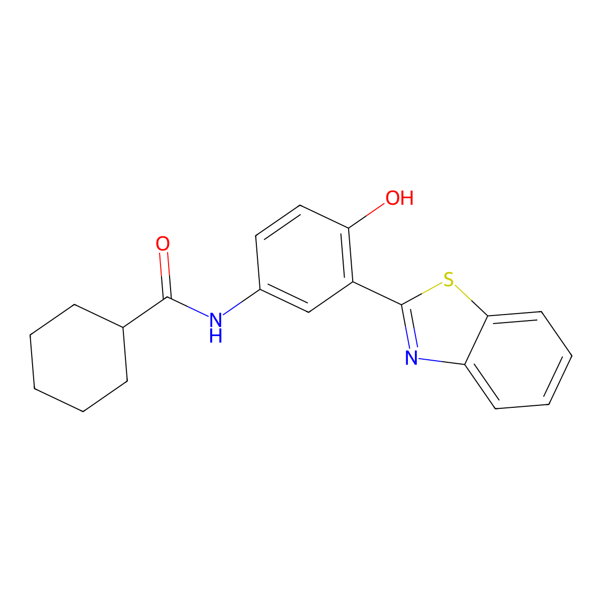 N-(3-(benzo[d]thiazol-2-yl)-4-hydroxyphenyl)cyclohexanecarboxamide molecular structure, CAS 392245-14-6