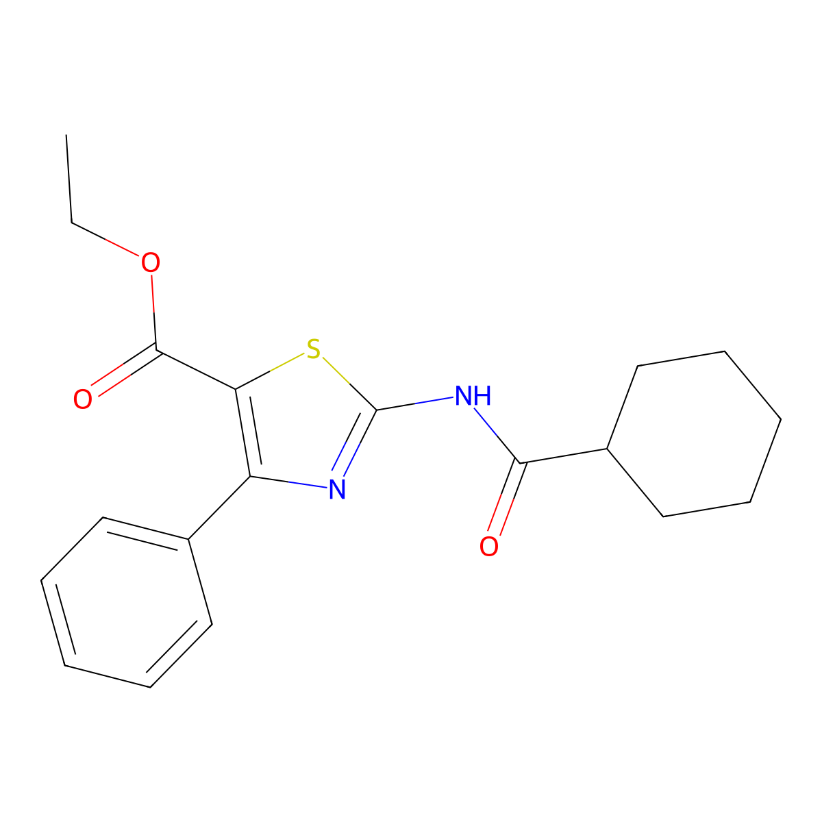 Ethyl 2-(cyclohexanecarboxamido)-4-phenylthiazole-5-carboxylate molecular structure, CAS 392245-16-8