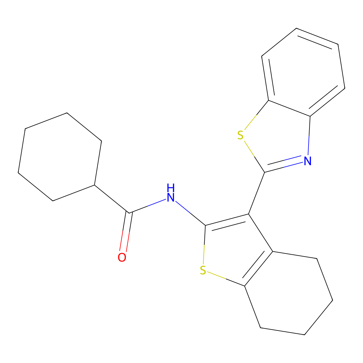 N-[3-(1,3-benzothiazol-2-yl)-4,5,6,7-tetrahydro-1-benzothiophen-2-yl]cyclohexanecarboxamide molecular structure, CAS 392245-17-9