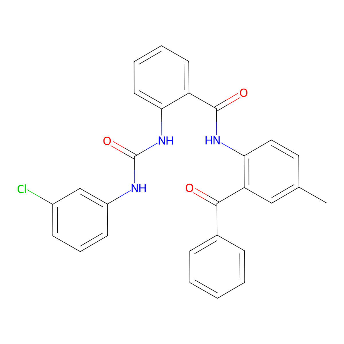 N-(2-benzoyl-4-methylphenyl)-2-(3-(3-chlorophenyl)ureido)benzamide molecular structure, CAS 392246-26-3