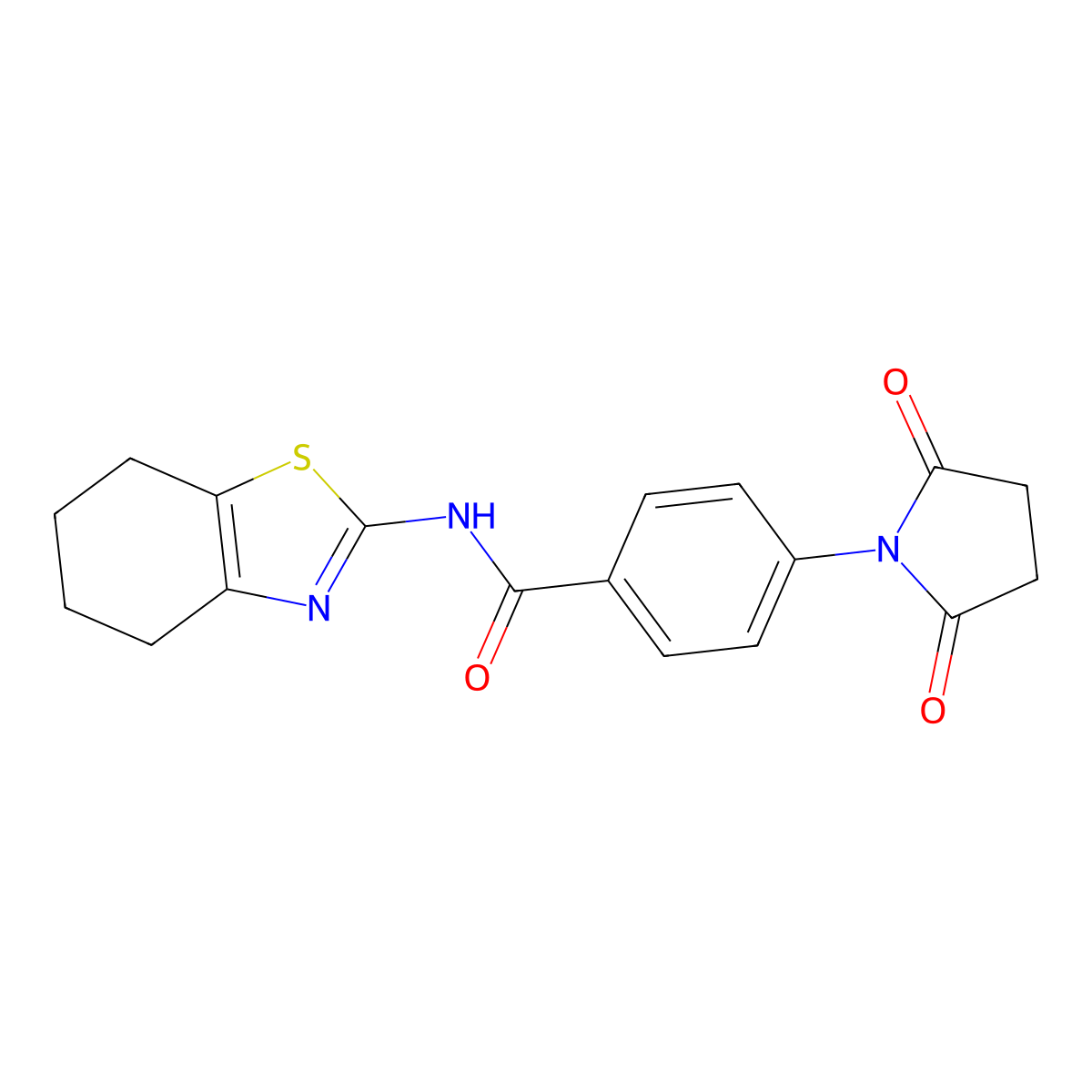 4-(2,5-dioxopyrrolidin-1-yl)-N-(4,5,6,7-tetrahydro-1,3-benzothiazol-2-yl)benzamide molecular structure, CAS 392246-31-0