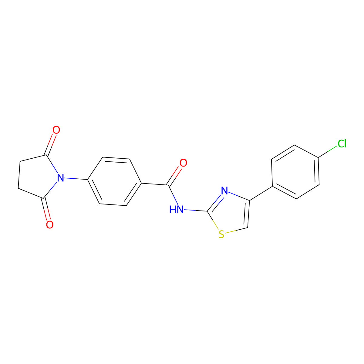 N-[4-(4-chlorophenyl)-1,3-thiazol-2-yl]-4-(2,5-dioxopyrrolidin-1-yl)benzamide molecular structure, CAS 392246-33-2