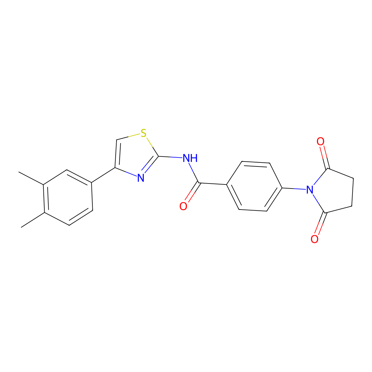 N-[4-(3,4-dimethylphenyl)-1,3-thiazol-2-yl]-4-(2,5-dioxopyrrolidin-1-yl)benzamide molecular structure, CAS 392246-34-3