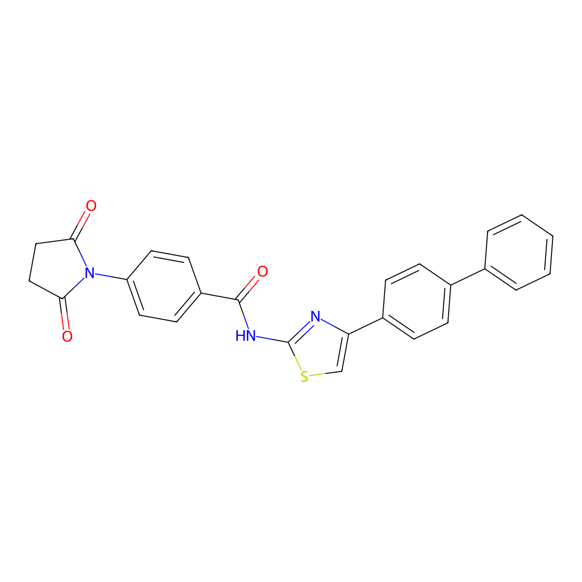 4-(2,5-dioxopyrrolidin-1-yl)-N-[4-(4-phenylphenyl)-1,3-thiazol-2-yl]benzamide molecular structure, CAS 392246-35-4
