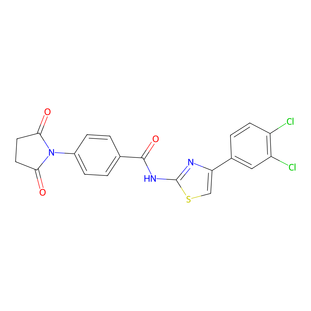 N-[4-(3,4-dichlorophenyl)-1,3-thiazol-2-yl]-4-(2,5-dioxopyrrolidin-1-yl)benzamide molecular structure, CAS 392246-36-5