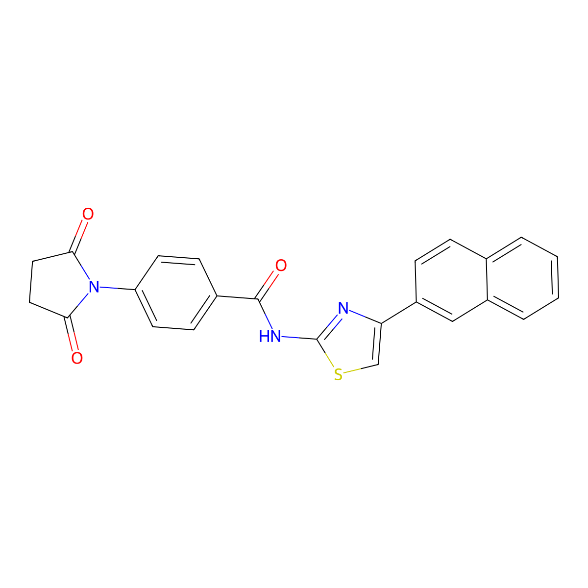 4-(2,5-dioxopyrrolidin-1-yl)-N-(4-(naphthalen-2-yl)thiazol-2-yl)benzamide molecular structure, CAS 392246-38-7