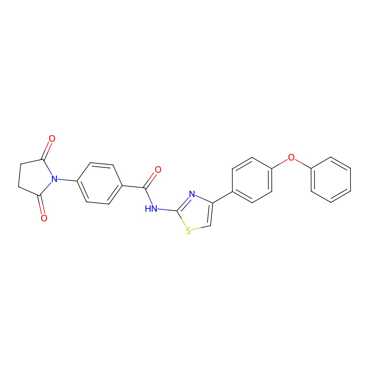 4-(2,5-dioxopyrrolidin-1-yl)-N-[4-(4-phenoxyphenyl)-1,3-thiazol-2-yl]benzamide molecular structure, CAS 392246-40-1