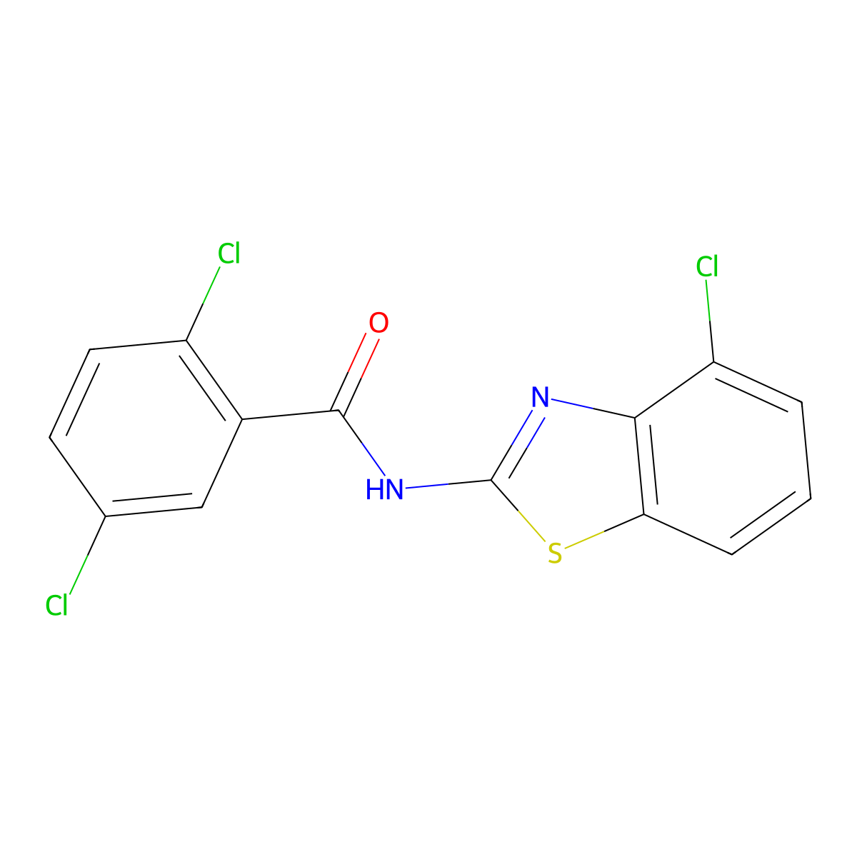 2,5-dichloro-N-(4-chloro-1,3-benzothiazol-2-yl)benzamide molecular structure, CAS 392246-43-4